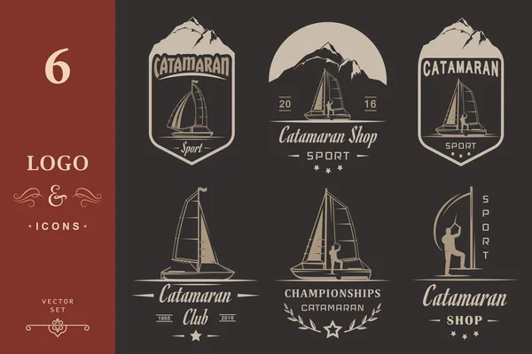 Set Logotipos e Insignias de Catamarán — Vector de stock