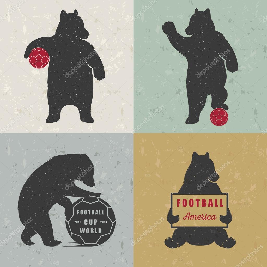 Vector Illustration Bear Football on a white background. Bear Symbol Can be used for T-shirts print, labels, badges, stickers, logotypes vector illustration