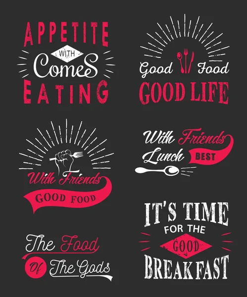 Set of vintage food typographic quotes