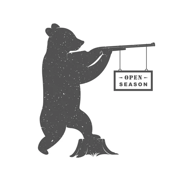 Ilustração vintage do urso com arma —  Vetores de Stock
