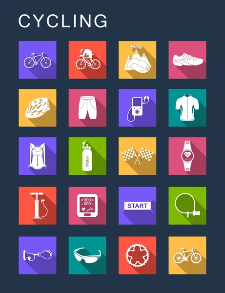 Vector Set Flat Square Icons — Stock Vector