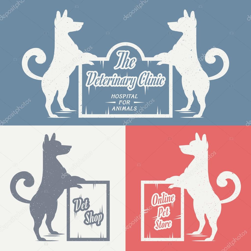 Vector set sign dog