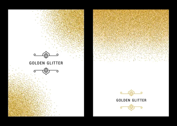 Vector Set Gold Glitter Card and Background — Stock Vector