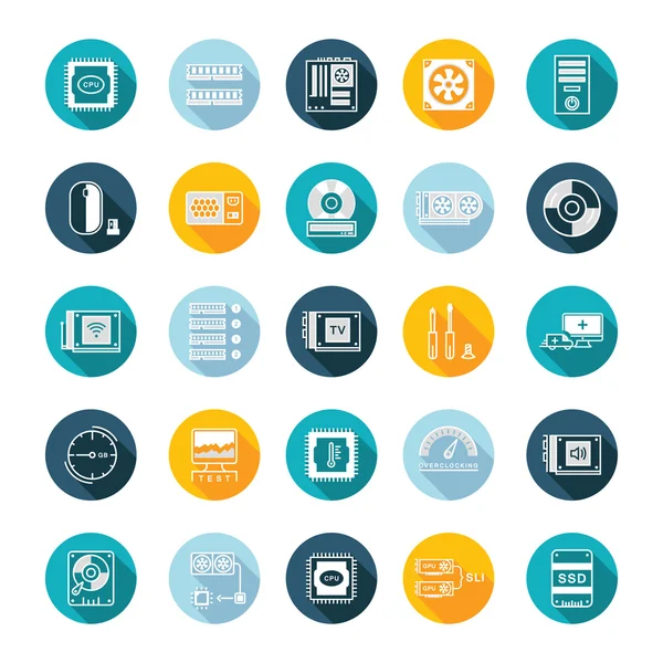 Vector Set Flat Square Icons — Stock Vector