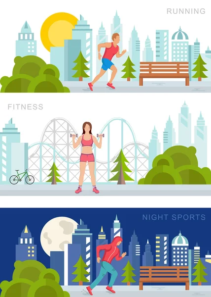 Set de Vectores Banners Deportivos y Fitness — Archivo Imágenes Vectoriales