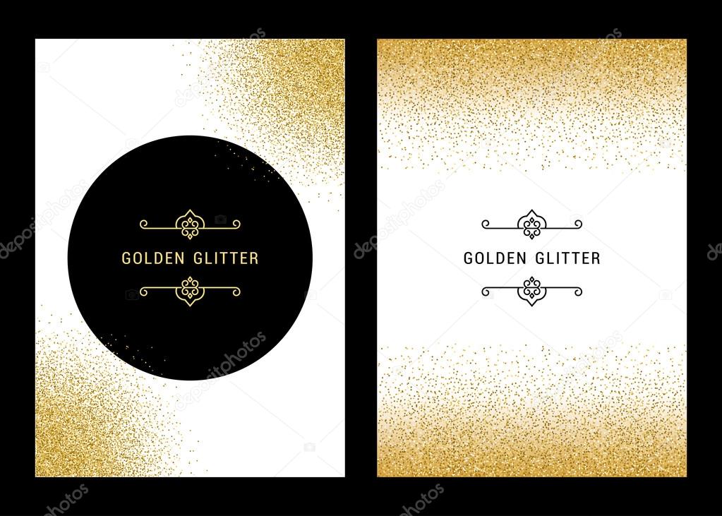 Vector Set Gold Glitter Card and Background