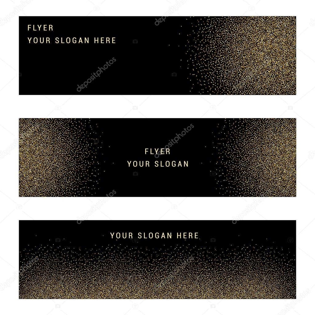 Vector Set Gold Glitter Card and Background