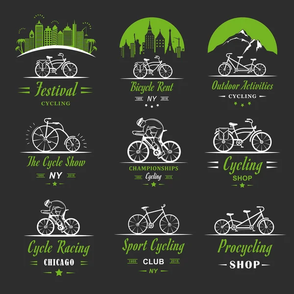 Ställa in Vintage cykling och cykel tecken och märken — Stock vektor
