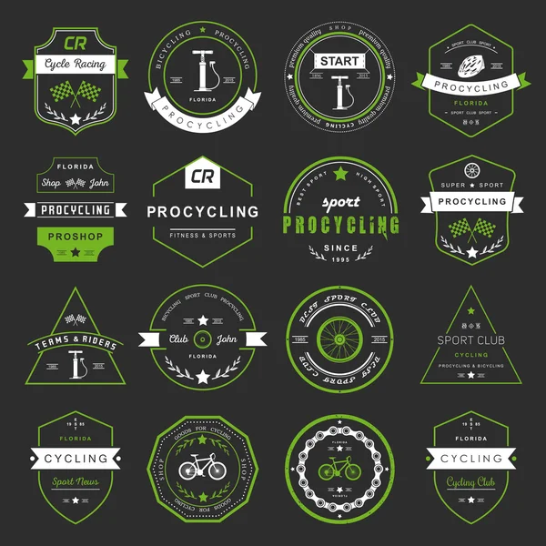 Rozetleri ve logolar Bisiklete binme — Stok Vektör