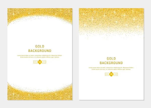 Conjunto de vectores Gold Glitter Card y fondo — Archivo Imágenes Vectoriales