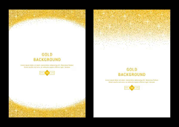 Set vettoriale oro Glitter Card e sfondo — Vettoriale Stock