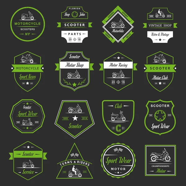 设置矢量老式符号和标志滑板车 — 图库矢量图片