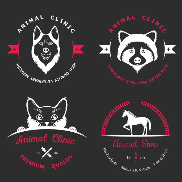 Set de Logos Vintage para Vet Clinic — Archivo Imágenes Vectoriales