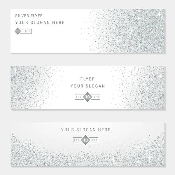 Vector Silver Banners y tarjetas — Vector de stock