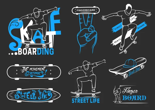 Uppsättning av Skateboarding emblem, logotyp och emblem — Stock vektor