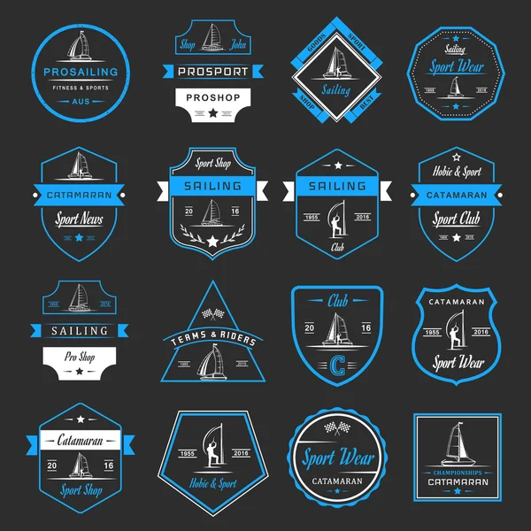 Catamaran logo's en Badges instellen — Stockvector