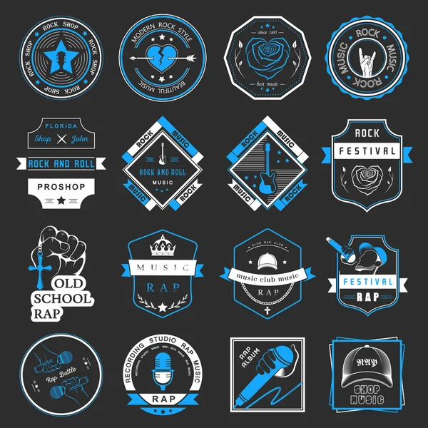 Set von Vektor-Logos und Abzeichen Musik — Stockvektor