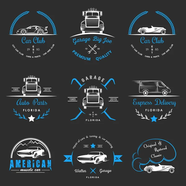 Set of vintage badges car club and garage Stock Vector Image by