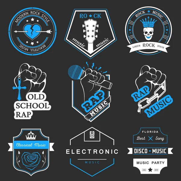 Set of vector logos and badges music — Stock Vector