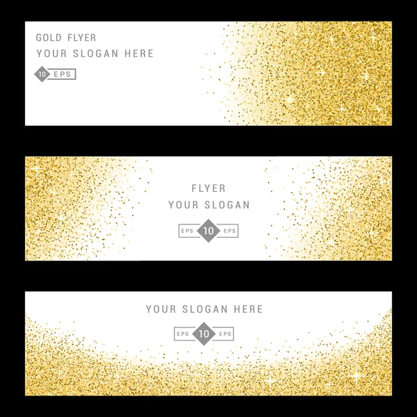 Conjunto de vectores Gold Glitter Card y fondo — Vector de stock