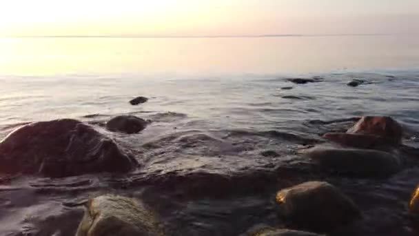Mar Báltico Sueco Durante Pôr Sol Sem Vento Uma Calma — Vídeo de Stock