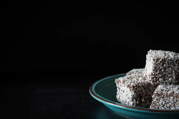 Chocolat Lamingtons avec espace de copie — Photo