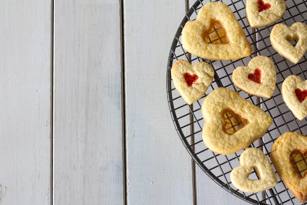 Heart Cookies from Above on White Table — Stock Photo, Image