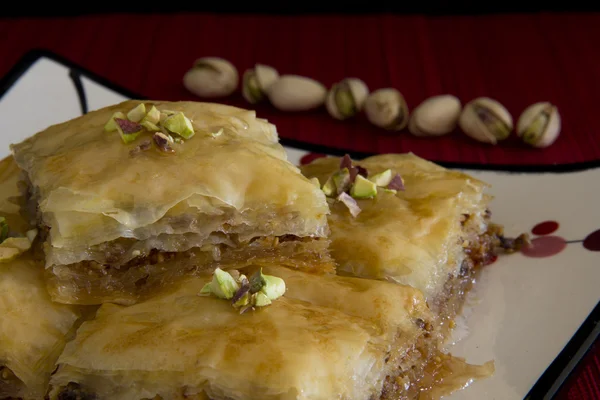 Nahaufnahme von Baklava mit Pistazien — Stockfoto