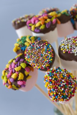 Bir şekilde dekore edilmiş Marshmallows sopa üzerinde
