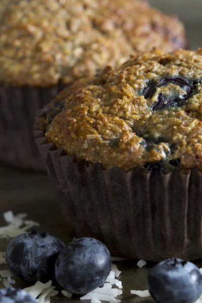 Blueberry Bran Muffins - close-up — Stockfoto