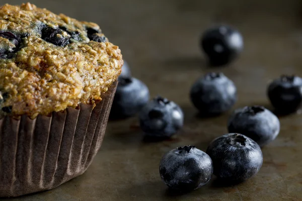 Blueberry Bran Muffin met bosbessen — Stockfoto