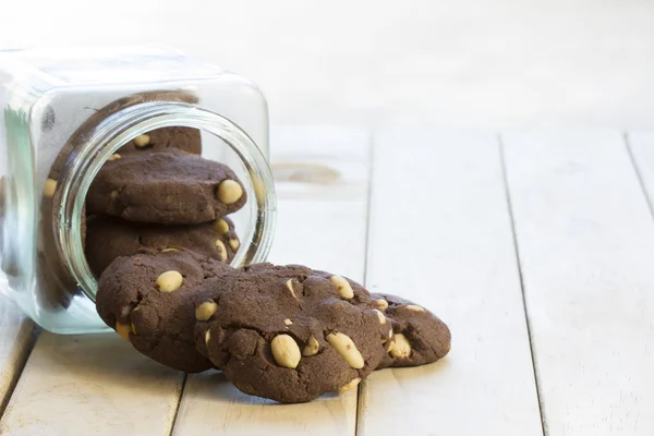 Peanut Brownie Cookies in Jar — Stock Photo, Image