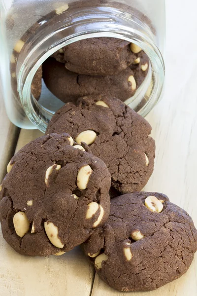 Peanut Brownie Cookies in Jar from Above — Stock Photo, Image