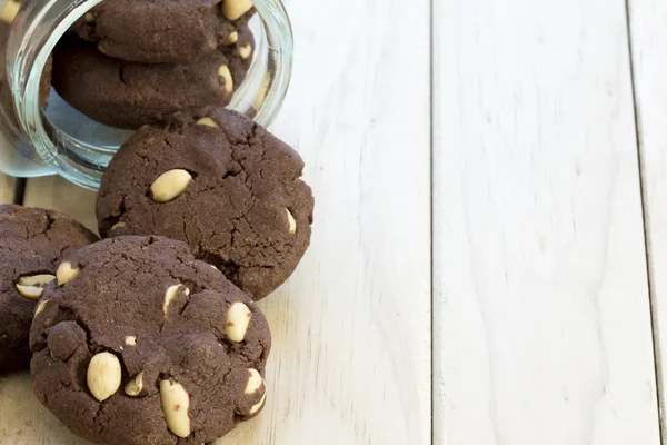 Peanut Brownie Cookies in Jar from Above with Copy Space — Stock Photo, Image