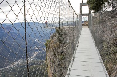  Suspension foot bridge at high elevation clipart