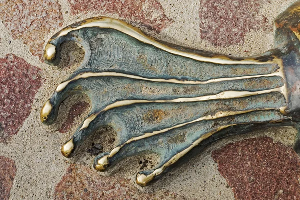Bronzen klauwen aan de grond Stockafbeelding