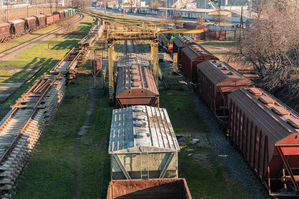 Kyiv Kiev Ukraine January 2020 Old Rusty Freight Cargo Train — Stock Photo, Image