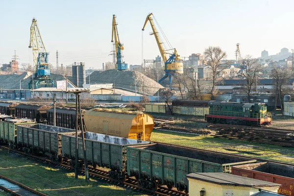 Киев Киев Украина Января 2020 Старый Ржавый Грузовой Поезд Вагоны — стоковое фото