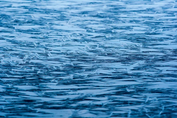 Poligonal buz kristalleri yapısı gölün yüzeyinde