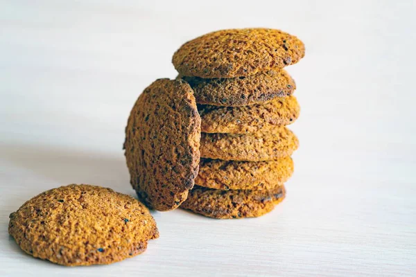 Délicieux Très Savoureux Biscuits Maison Avoine Les Biscuits Avoine Rapprochent — Photo