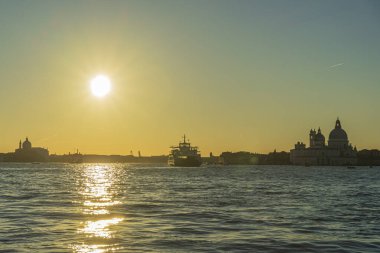 Gün batımında Venedik, İtalya 'nın deniz manzarası