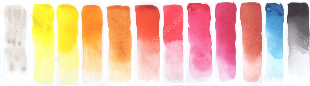 Watercolor Color Chart on white background