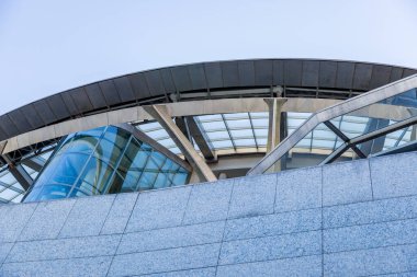 Moskova, Rusya - 21 Mayıs 2014: Moskova - Moskova Uluslararası Müzik Evi. Konservatuar cam ve metalden yapılmıştır..