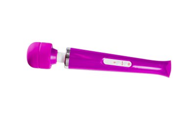 Beyaz arka planda izole edilmiş Violet seks oyuncağı. Vibratör yetişkin seks oyuncağı ya da kadın orgazmı