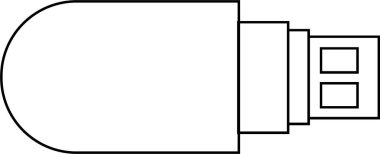 Çıkarılabilir USB aygıtı beyaz arka planda izole edildi. Stok vektör illüstrasyonu.