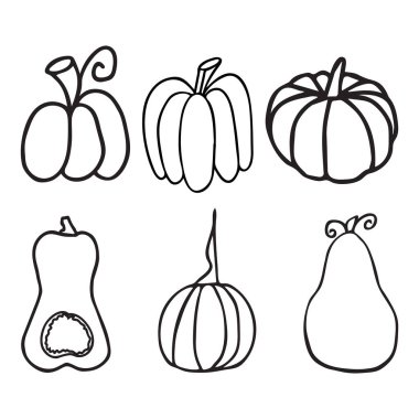 El çizimi balkabağı karalaması farklı tipte..