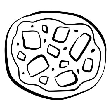 Elle çizilmiş pizza İtalyan yemek ikonu.