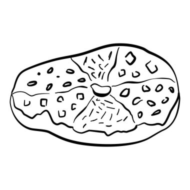 El çizimi vektör Focaccia italyan yemek simgesi.