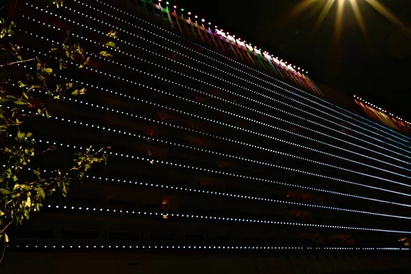 Sochi Russia October 2020 Night Illumination Facade Hotel Building Center — Stock Photo, Image