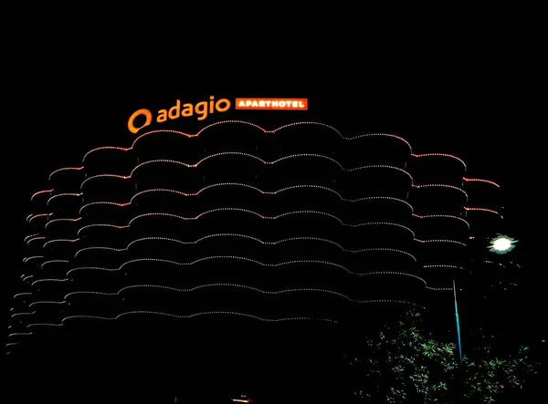 Sochi Russia October 2020 Building Apart Hotel Adagio Night City — Stock Photo, Image